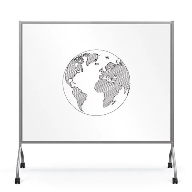 Best-Rite Essentials Clear Dry Erase Mobile Divider 71'' W^ Mobile Reversible Boards