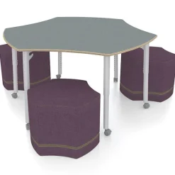 CEF ESTO Hyve Table with Perch Hyve Soft Seating Package, Tailored Linen Laminate^ Activity Table & Chair Packages|Conference Table & Chair Packages