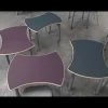CEF ESTO Inverse Table with Perch Circle Soft Seating Package, Danish Maple Finish^ Activity Table & Chair Packages|Activity Tables & Chairs