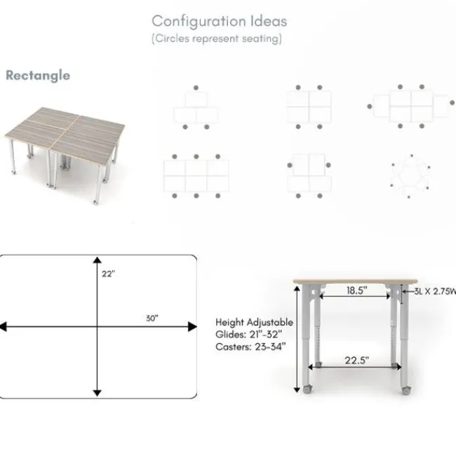 CEF ESTO Rectangle Student Desk (T-Mold Edge)^ Open Front School Desks