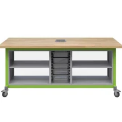 Haskell Explorer Double Open Storage Module & 5-Bin Storage Maker Table by^ Makerspace & Shop|Art Tables