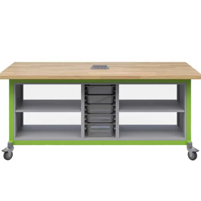 Haskell Explorer Double Open Storage Module & 5-Bin Storage Maker Table by^ Makerspace & Shop|Art Tables