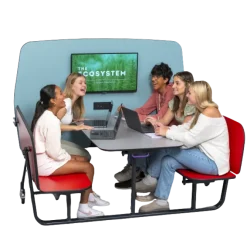 BioFit Fold & Roll Booths w/ High Partition^ Multimedia|Cafeteria Booths