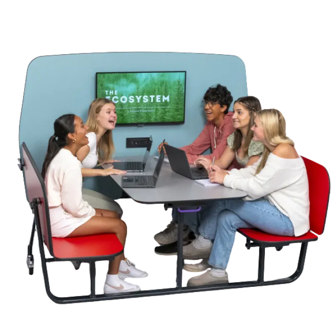 BioFit Fold & Roll Booths w/ High Partition^ Multimedia|Cafeteria Booths