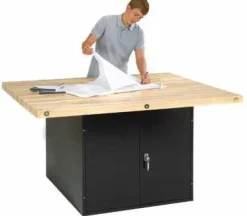 Diversified Spaces Four-Station Workbench w/ Double Door Storage^ Makerspace & Shop|Art Tables