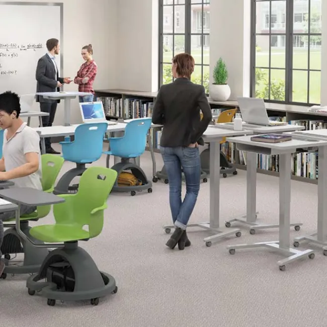 Haskell Fuzion Sit to Stand Adjustable Desks^ Teacher Desks|Stand-Up Student Desks