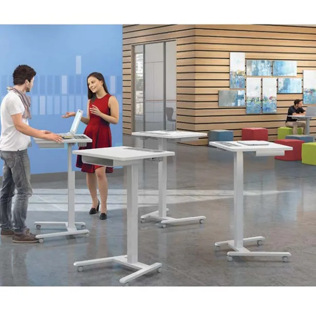 Haskell Fuzion Sit to Stand Adjustable Desk w/ Grommet (22'' x 26'') - Quick Ship^ Stand-Up Student Desks|Instructor Desks