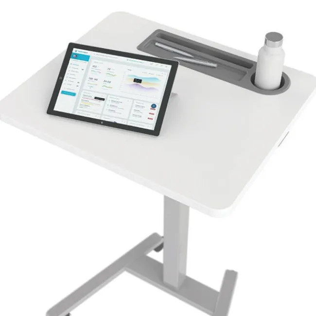 Haskell Fuzion Sit to Stand Adjustable Desk w/ Grommet (22'' x 26'') - Quick Ship^ Stand-Up Student Desks|Instructor Desks