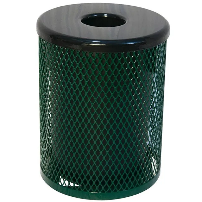 Ultra-Play 32 Gallon Outdoor Metal Trash Receptacle Kit w/ Lid & Liner^ Trash & Recycling Bins