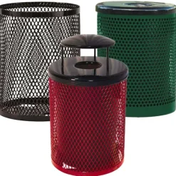 Ultra-Play 32 Gallon Outdoor Metal Trash Receptacles^ Trash & Recycling Bins