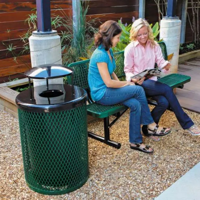 Ultra-Play 55 Gallon Outdoor Metal Trash Receptacles^ Trash & Recycling Bins