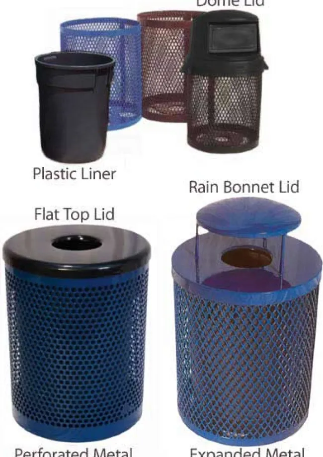 Ultra-Play 55 Gallon Outdoor Metal Trash Receptacles^ Trash & Recycling Bins