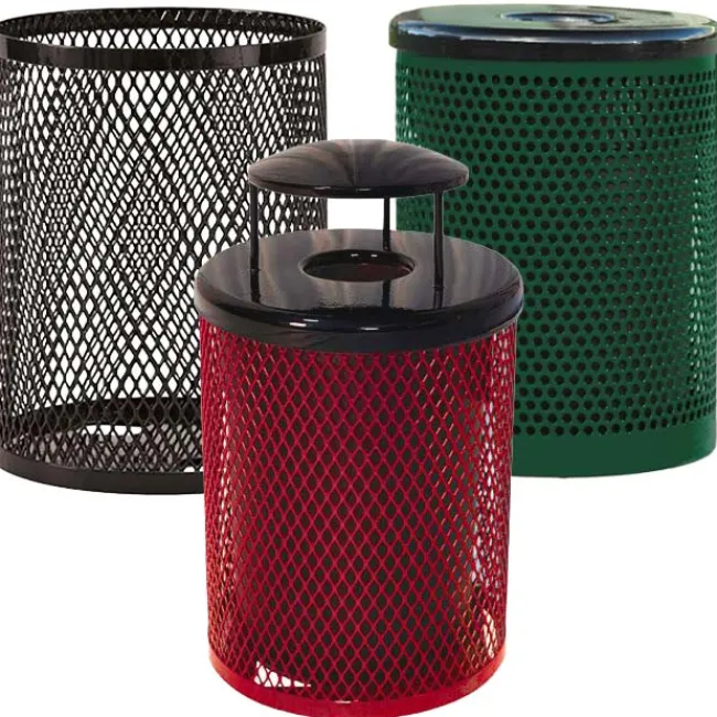 Ultra-Play 55 Gallon Outdoor Metal Trash Receptacles^ Trash & Recycling Bins