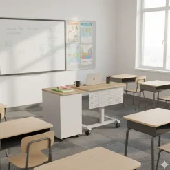 Mooreco Grow & Roll Teacher Desk & Avid File Cabinet Package^ Teacher Desks|Instructor Desks