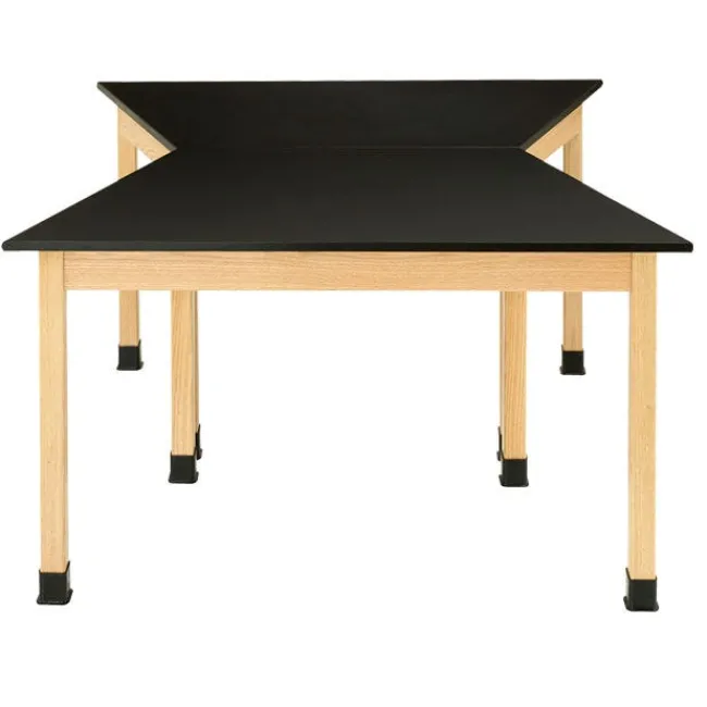 Diversified Spaces Hardwood Science Lab Table - ChemGuard 60''x 30'' x 30'' Trapezoid (Maple)^ Science|Science Tables