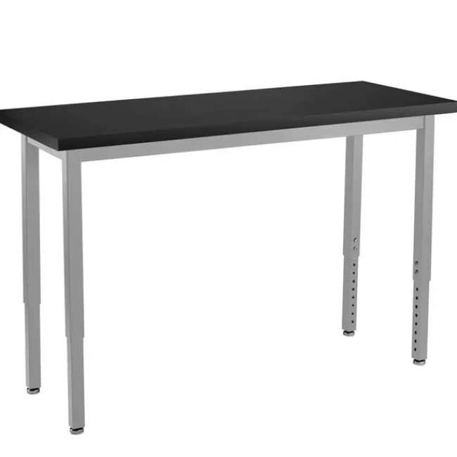 National Public Seating Height Adjustable Steel Science Table with Chemical Resistant Top (30'' x 72'')^ Science|Science Tables