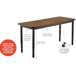 National Public Seating Height Adjustable Utility Table with Laminate Top (24'' x 54'' Rectangle)^ Training & Seminar