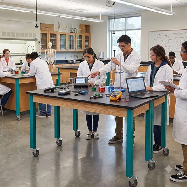 Diversified Spaces 30” H Hybrid Steel Table w/ Chemguard Top & Casters (72” W x 24” D)^ Science|Science Tables