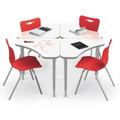Mooreco Hierarchy Boomerang Snap Desk with Dry Erase Top^ Dry Erase Desks