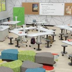 Mooreco Hierarchy Grow & Roll Pneumatic Lift Desks^ Collaborative Desks|Stand-Up Student Desks