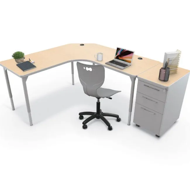 Mooreco Hierarchy Sit to Stand Corner L-Shaped Desk^ Teacher Desks|Instructor Desks