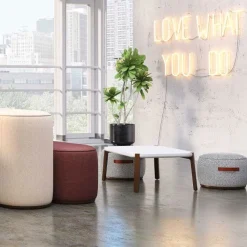 Community Indie Large Round Pouf w/ Leather Handles - 16-1/2