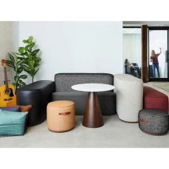 Community Indie Large Round Pouf w/ Leather Handles - 16-1/2
