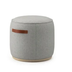 Community Indie Small Round Pouf w/ Leather Handles - 12