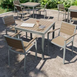 KFI Seating Ivy Series Square Outdoor Table Set w/ 4 Chairs^ Cafe Tables|Café
