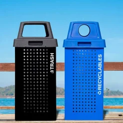 Ex-Cell Kaiser Kaleidoscope Outdoor 36-Gallon Recycle Receptacle w/ Blue Gloss Finish^ Trash & Recycling Bins