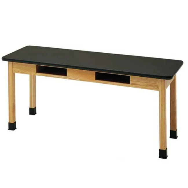 Diversified Spaces Laminate Top Hardwood Science Table with Book Compartments (24'' D X 54'' W)^ Science|Science Tables