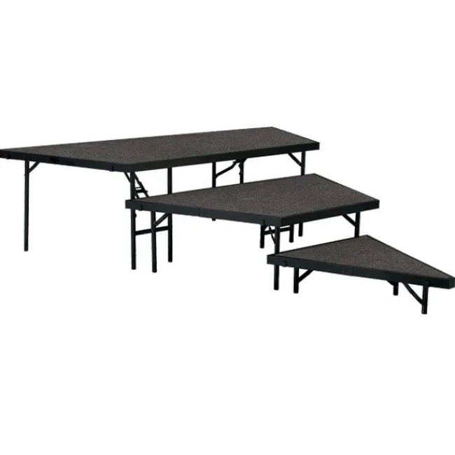 National Public Seating 3 Level Portable Carpeted Stage Pie Set by NPS^ Stage Sets