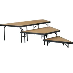 National Public Seating 3 Level Portable Hardwood Stage Pie Set by NPS^ Stage Sets