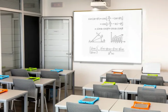 Ghent Magnetic Porcelain Projection Whiteboard with Map Rail by^ Projection Boards