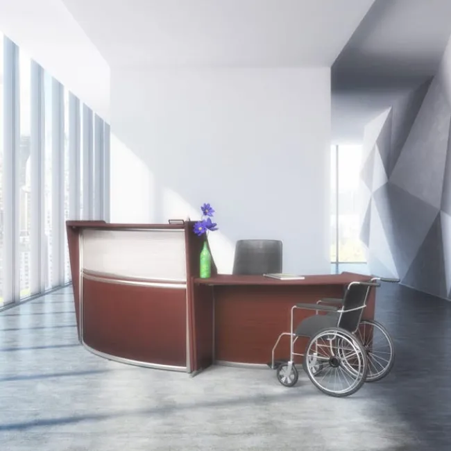 Regency Office Products Marque Curved ADA Compliant Reception Station^ Ada & Wheelchair Desks|Reception Desks