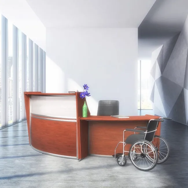 Regency Office Products Marque Curved ADA Compliant Reception Station^ Ada & Wheelchair Desks|Reception Desks