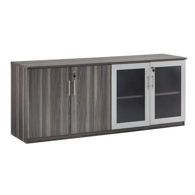 Safco Products Medina Low Cabinet Credenza w/ Glass Door^ Counter-Height Storage|Credenzas & Hutches