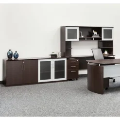 Safco Products Medina Low Cabinet Credenza w/ Glass Door^ Counter-Height Storage|Credenzas & Hutches