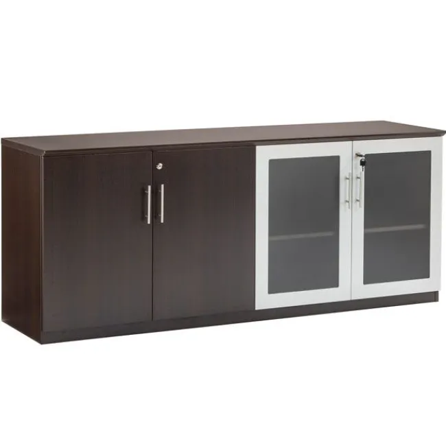 Safco Products Medina Low Cabinet Credenza w/ Glass Door^ Counter-Height Storage|Credenzas & Hutches