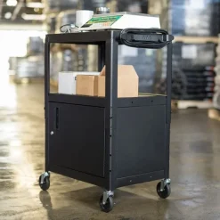 Luxor Metal Utility Cart w/ Cabinet & Electrical Assembly^ Utility Carts|Storage Carts