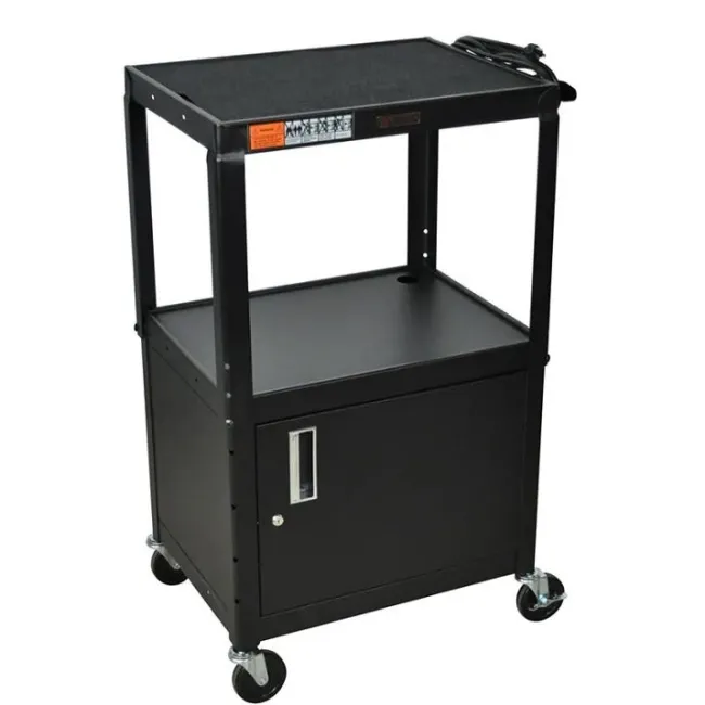 Luxor Metal Utility Cart w/ Cabinet & Electrical Assembly^ Utility Carts|Storage Carts
