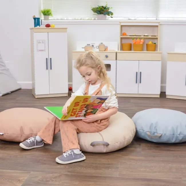 Childrens Factory Mini Round Pouf with Handle - Set of 2^ Floor Seating|Bean Bag Chairs
