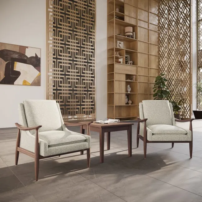 OfficeSource Mira Wood Arm Upholstered Lounge Chair^ Reception & Waiting Room