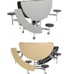 AmTab Mobile Cafeteria Round Stool & Bench Table^ Cafeteria|Cafeteria Tables