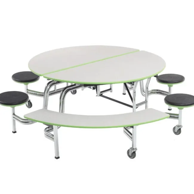 AmTab Mobile Cafeteria Round Stool & Bench Table^ Cafeteria|Cafeteria Tables