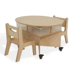 Whitney Brothers Mobile Collaboration Table^ Tote & Bin Storage