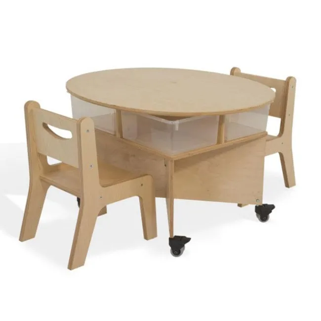 Whitney Brothers Mobile Collaboration Table^ Tote & Bin Storage
