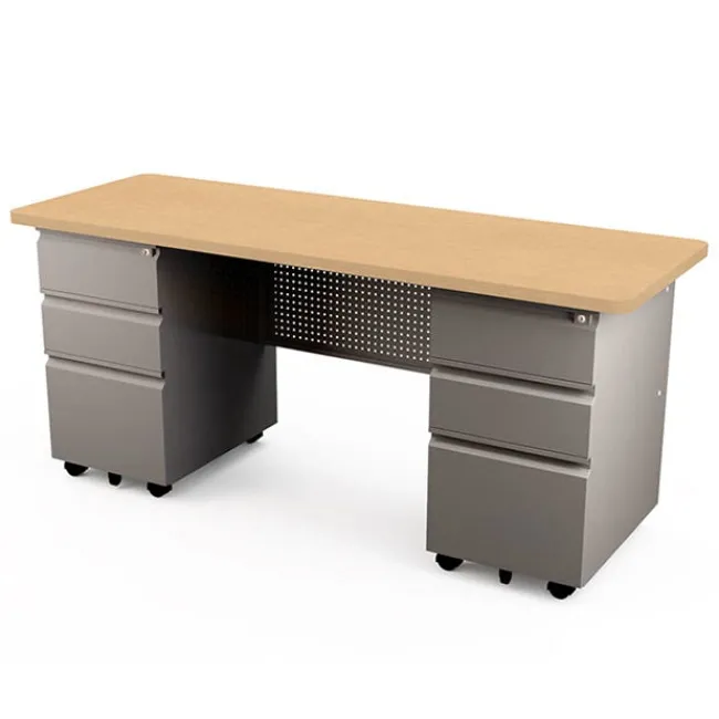 Allied Mobile Double Pedestal Teacher & Administrator Desk (24'' W x 67'' D)^ Teacher Desks|Instructor Desks