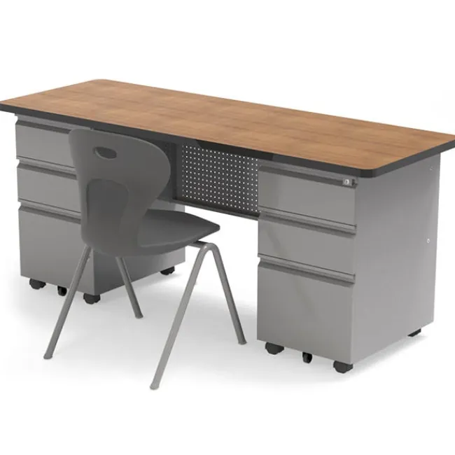 Allied Mobile Double Pedestal Teacher & Administrator Desk (24'' W x 67'' D)^ Teacher Desks|Instructor Desks