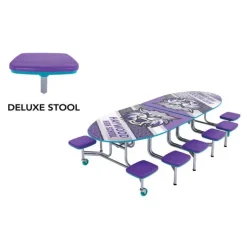 AmTab Mobile Elliptical Cafeteria Tables with Stools^ Cafeteria|Cafeteria Tables